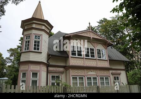 Wooden seaside villa at Jurmala in Latvia Stock Photo