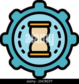 Time track hours icon. Outline time track hours vector icon color flat isolated Stock Vector