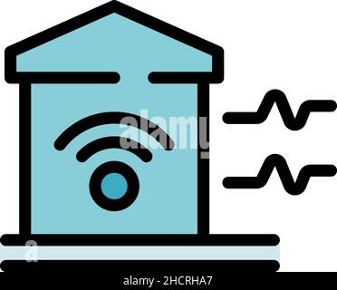 Smart home icon. Outline smart home vector icon color flat isolated Stock Vector