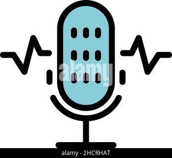 Recording microphone icon. Outline recording microphone vector icon color flat isolated Stock Vector