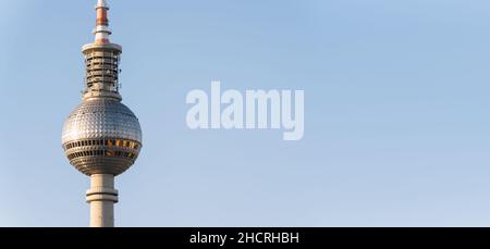 The TV Tower ddr on the Alexanderplatz in Berlin, Germany. copyspace for your individual text. Stock Photo
