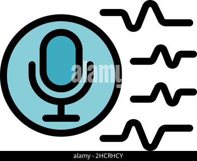 Microphone waves icon. Outline microphone waves vector icon color flat isolated Stock Vector