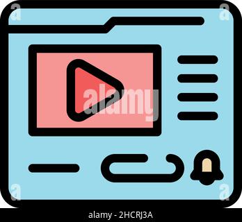 Video subscribe icon. Outline video subscribe vector icon color flat isolated Stock Vector