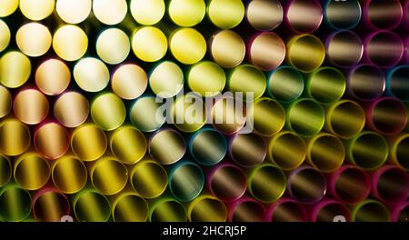 Drinking straws colorful backlighted Stock Photo