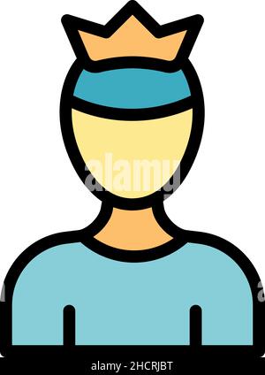 Self-esteem crown icon. Outline self-esteem crown vector icon color flat isolated Stock Vector