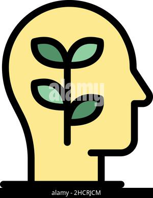 Self-esteem grow icon. Outline self-esteem grow vector icon color flat isolated Stock Vector