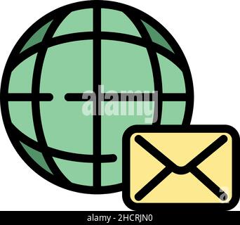 Global envelope icon. Outline global envelope vector icon color flat isolated Stock Vector