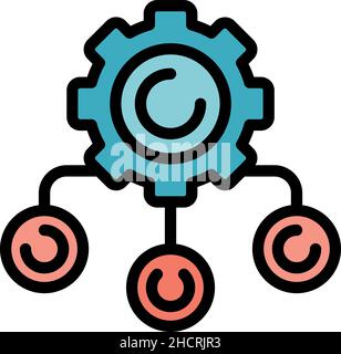 Project working system icon. Outline project working system vector icon color flat isolated Stock Vector