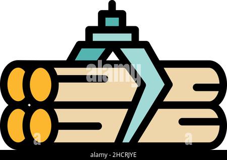 Wood material paper icon. Outline wood material paper vector icon color flat isolated Stock Vector