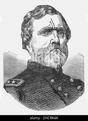 A late 19th Century portrait of George Henry Thomas (1816-1870), a United States Army officer and a Union general during the American Civil War. He won one of the first Union victories in the war, at Mill Springs in Kentucky, and followed  with a dramatic breakthrough on Missionary Ridge in the Battle of Chattanooga. In the Franklin–Nashville Campaign of 1864, he achieved one of the most decisive victories of the war, destroying the army of Confederate General John Bell Hood, his former student at West Point, at the Battle of Nashville. Stock Photo