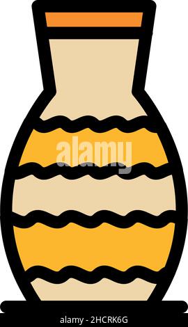 Jar amphora icon. Outline jar amphora vector icon color flat isolated Stock Vector