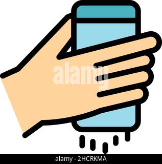 Salting hand icon. Outline salting hand vector icon color flat isolated Stock Vector