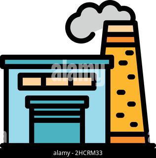 Coffee factory icon. Outline coffee factory vector icon color flat isolated Stock Vector