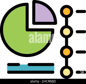 Marketing mix pie icon. Outline marketing mix pie vector icon color flat isolated Stock Vector