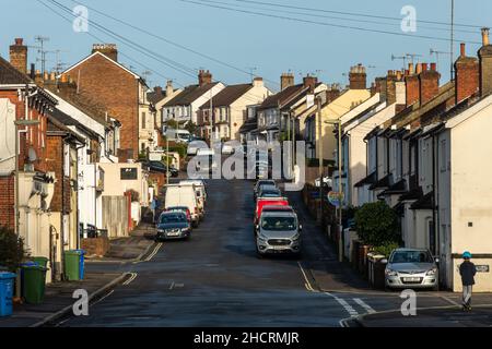 Street view of Waterloo Road in Aldershot, a typical residential road near the town centre, Hampshire, England, UK Stock Photo