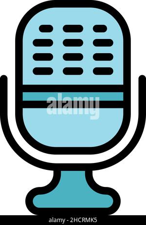 Record microphone ads icon. Outline record microphone ads vector icon color flat isolated Stock Vector