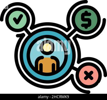 Customer segmentation icon. Outline customer segmentation vector icon color flat isolated Stock Vector