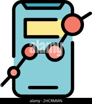 Tracking market phone icon. Outline tracking market phone vector icon color flat isolated Stock Vector