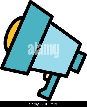 Megaphone target audience icon. Outline megaphone target audience vector icon color flat isolated Stock Vector