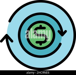Money online conversion icon. Outline money online conversion vector icon color flat isolated Stock Vector