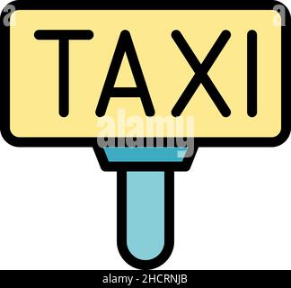 Taxi board icon. Outline taxi board vector icon color flat isolated Stock Vector