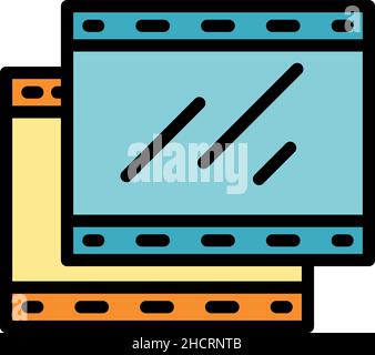 Video editing icon. Outline video editing vector icon color flat isolated Stock Vector