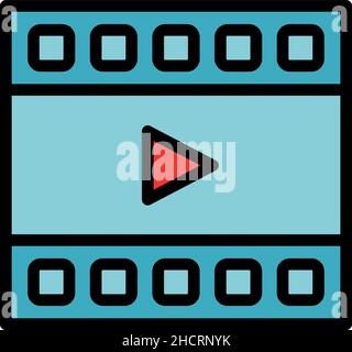 Video editor icon. Outline video editor vector icon color flat isolated Stock Vector
