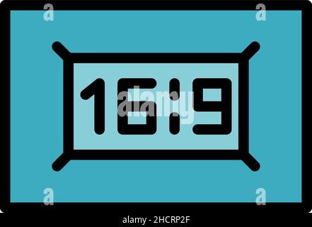 Crop time video icon. Outline crop time video vector icon color flat isolated Stock Vector