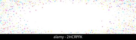 Festive valuable confetti. Celebration stars. Colorful stars on white background. Alluring festive overlay template. Panoramic vector background. Stock Vector