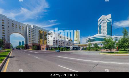 ASTANA, KAZAKHSTAN - JULY 9, 2018: Government buildings in Astana now Nur-Sultan , capital of Kazakhstan. Stock Photo