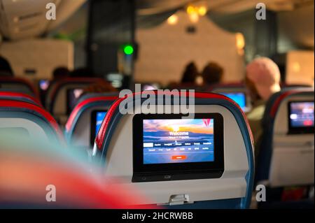 Welcome - Thank you for choosing Delta Airlines (inflight) Stock Photo