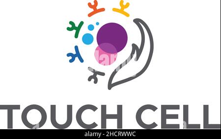 Modern flat colorful TOUCH CELL circle logo design Stock Vector