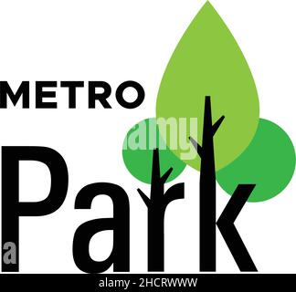 Modern flat simple design METRO PARK logo design Stock Vector