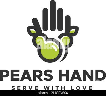 Minimalist flat letter mark PEARS HAND logo design Stock Vector