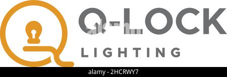 Minimalist flat design Q-LOCK LIGHTING logo design Stock Vector