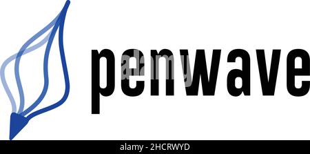 Minimalist flat simple design PENWAVE logo design Stock Vector