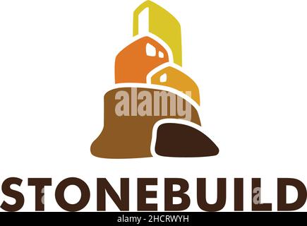Modern flat colorful STONEBUILD strong logo design Stock Vector