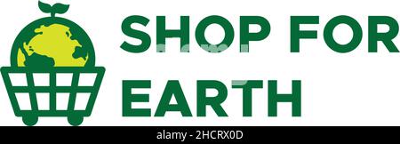 Modern flat letter mark SHOP FOR EARTH logo design Stock Vector