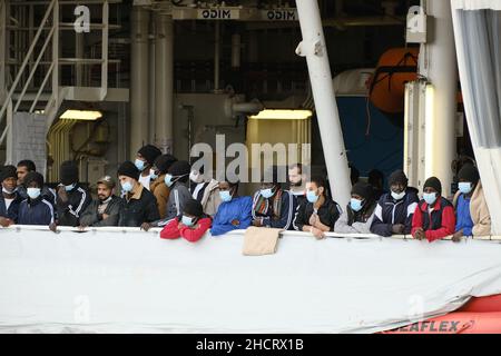 Augusta, Sicily, Italy, 29 December The humanitarian rescue ship Geo Barents of MSF disembarks in Augusta with 558 migrants on board on 2021.The ship departed on December 15 and made eight rescues, Doctors Without Borders said. Stock Photo