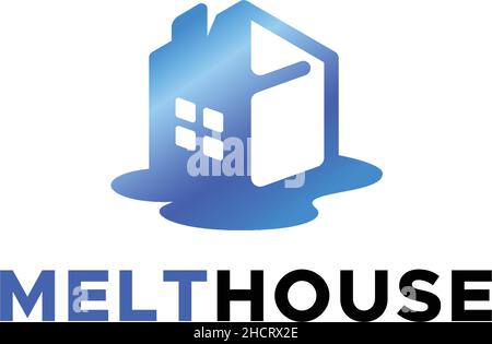 Modern flat design MELT HOUSE building logo design Stock Vector
