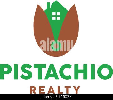 Modern colorful PISTACHIO REALITY home logo design Stock Vector