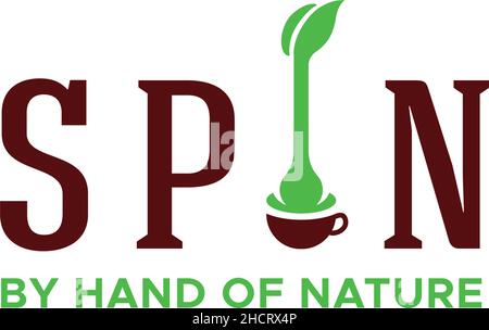 Modern flat letter mark SPIN nature logo design Stock Vector
