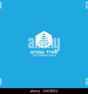 Flat letter mark SNOW TREE TECHNOLOGY logo design Stock Vector