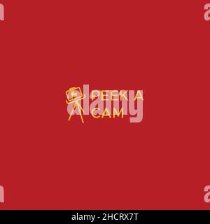Minimalist simple design PEEK A CAM logo design Stock Vector