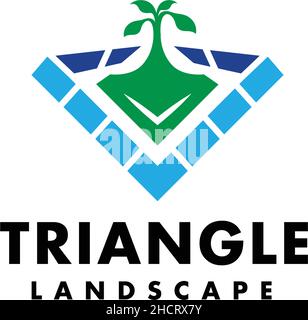 Modern colorful TRIANGLE LANDSCAPE logo design Stock Vector
