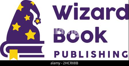 Modern colored WIZARD BOOK PUBLISHING logo design Stock Vector