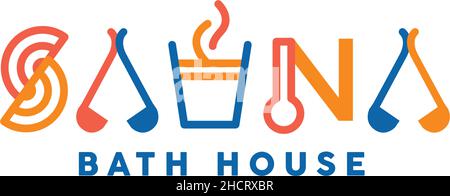Flat letter mark SAUNA BATH HOUSE logo design Stock Vector