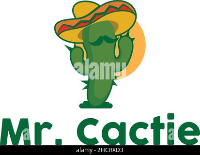 Modern flat colorful deign MR CACTIE logo design Stock Vector