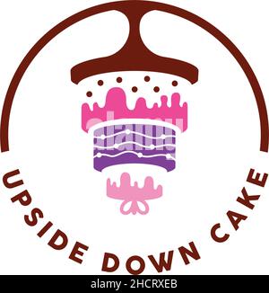 Modern flat simple UPSIDE DOWN CAKE logo design Stock Vector