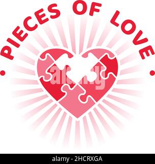 Modern design PIECES OF LOVE heart logo design Stock Vector